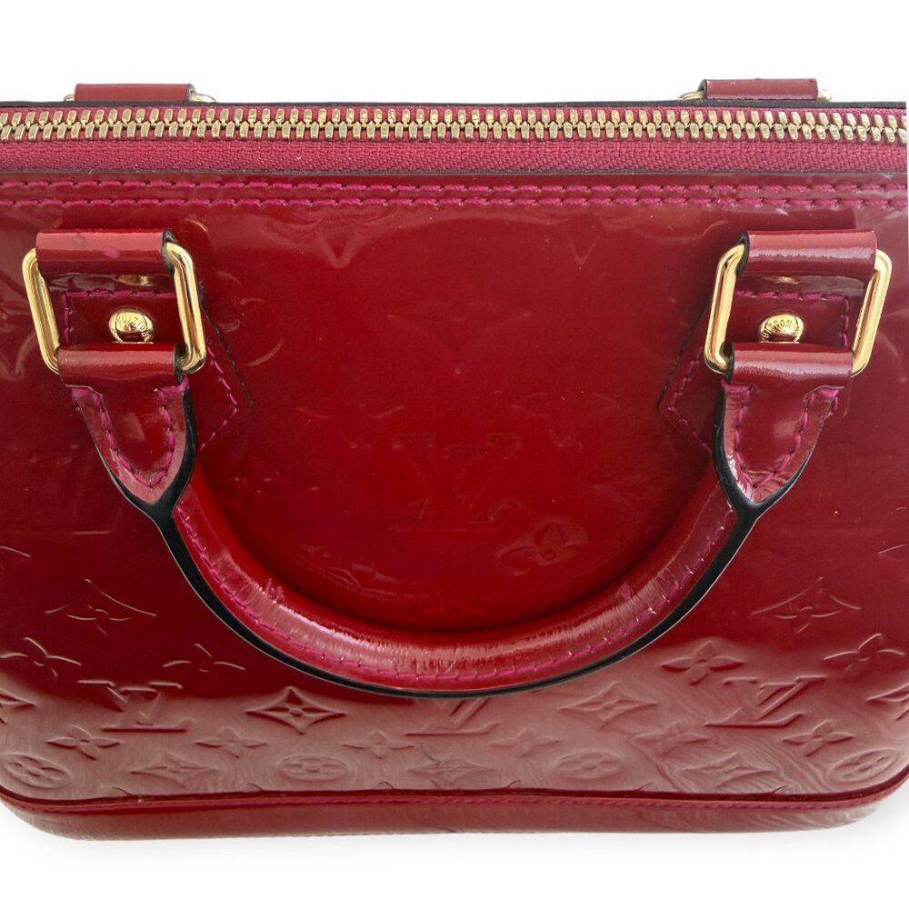 Authentic Dark Red Louis Vuitton Vernis Alma PM Pomme D’Amour Bag - Picture 10 of 15